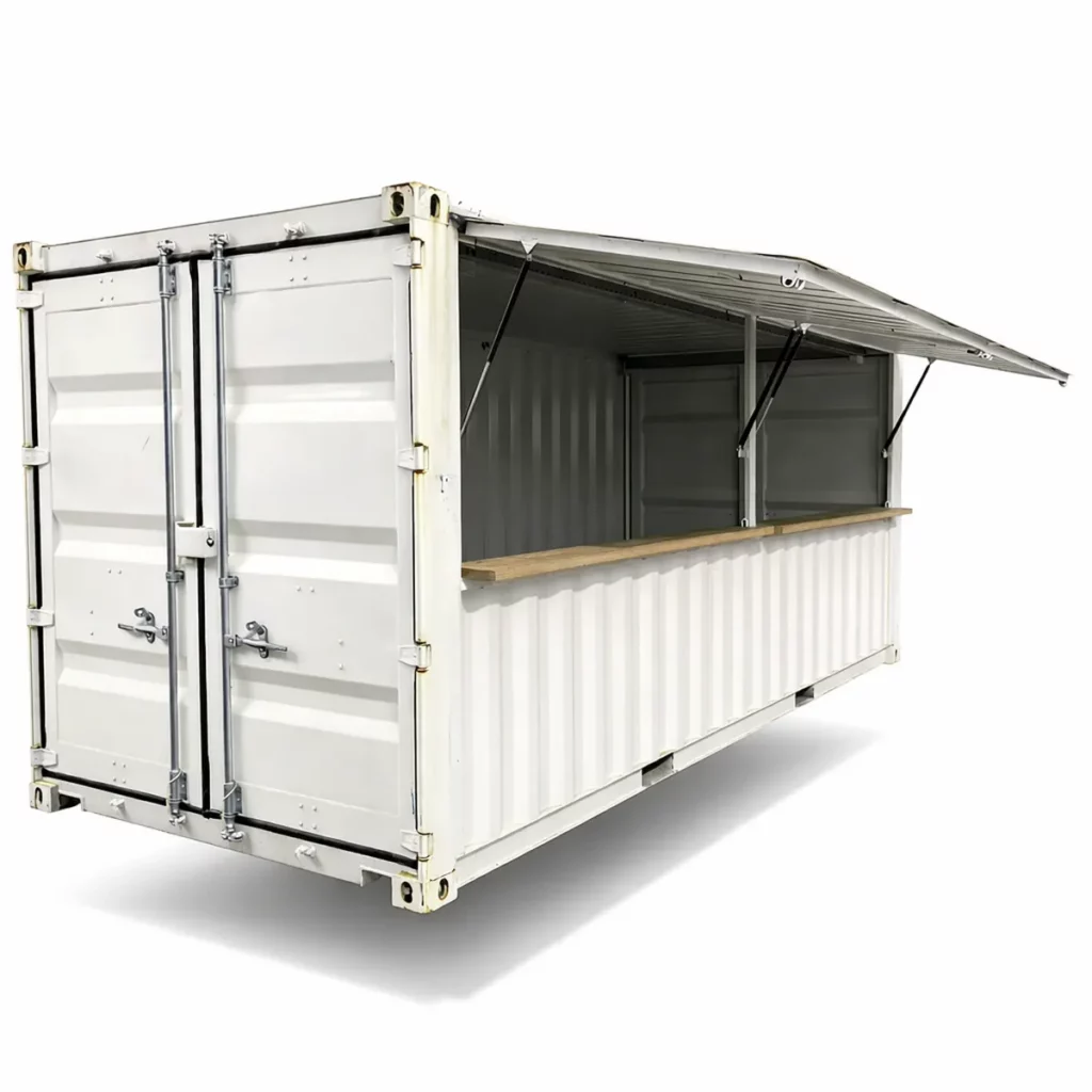 Barcontainer met verkoopluiken 20ft wit DD
