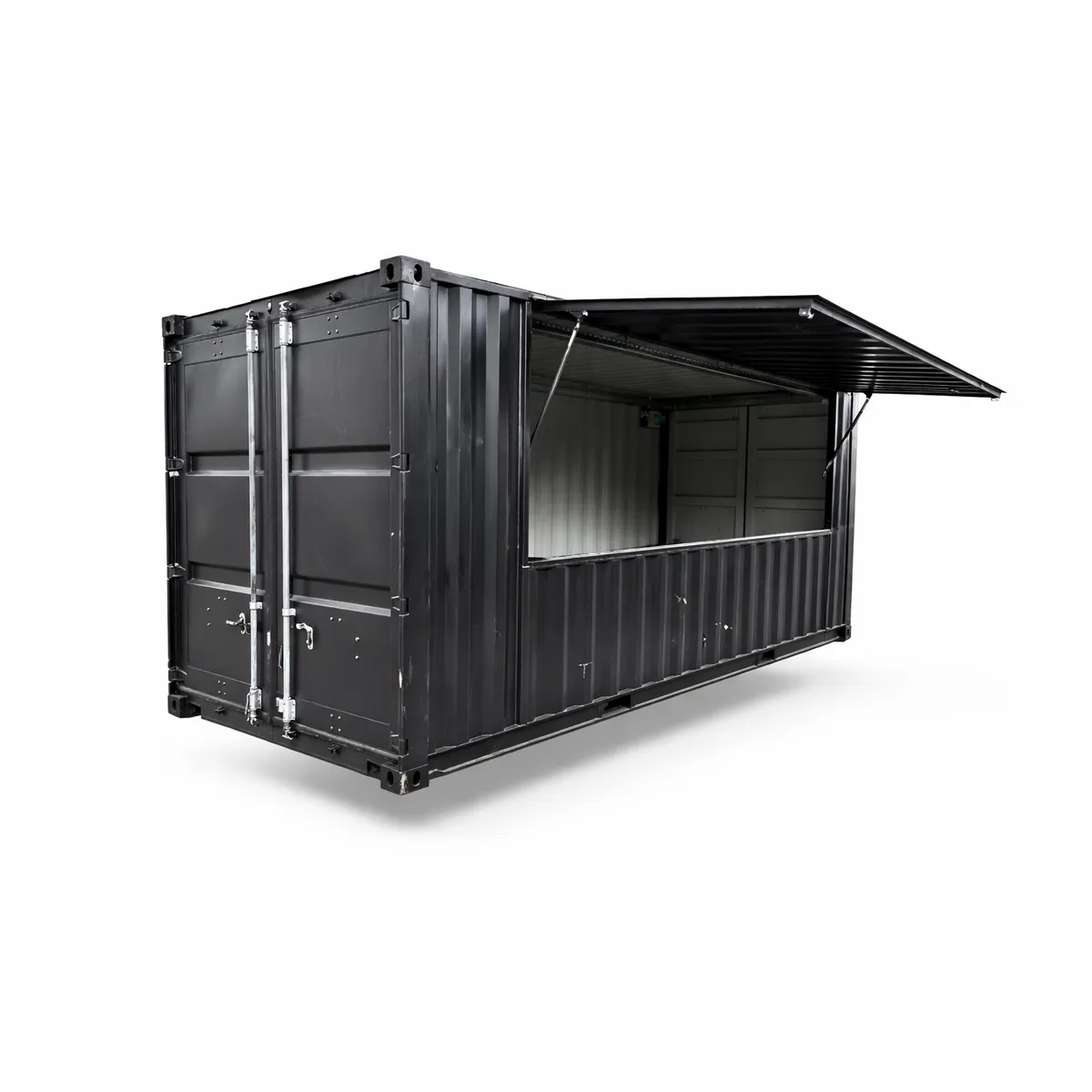 Open side barcontainer, zwart